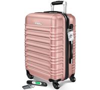 KESSER® Maleta de viaje rígida, incluye báscula de equipaje + etiqueta de equipaje, con cerradura de combinación, 4 ruedas, plástico ABS, mango telescópico, Rosa Frambuesa, 84L, De buena reputación