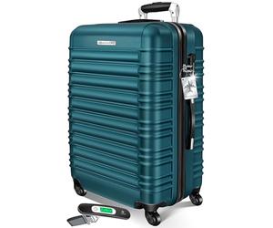 KESSER® Maleta de viaje rígida, incluye báscula de equipaje + etiqueta de equipaje, con cerradura de combinación, 4 ruedas, plástico ABS, mango telescópico, verde petróleo, 120L, De buena reputación