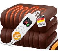 KESSER® Manta Eléctrica - 180x130 cm | Manta Eléctrica con Temporizador de Desconexión Automática | 9 ajustes de Temperatura | Lavable hasta 40°C | con Display - Marrón