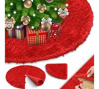 KESSER Manta para árbol de Navidad, 90 cm de diámetro, alfombra redonda de fieltro, para nieve, árbol de Navidad, decoración, color rojo