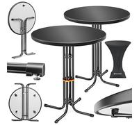 KESSER® Mesa Alta Plegable Bistró | Placa de Acero Inoxidable recubierta de Polvo | Patas Ajustables en Altura | Interior y Exterior | Juego de 2 Mesas de Fiesta con Funda Ø 80 cm, Negro