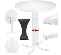 KESSER® Mesa alta plegable de 80 cm de diámetro, redonda, para gastronomía, para uso en interiores y exteriores, color blanco