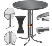KESSER Mesa alta plegable para gastro, placa de acero inoxidable con recubrimiento en polvo, patas regulables, mesa de fiesta de 60 cm de diámetro, para interior y exterior, mesa de recepción con