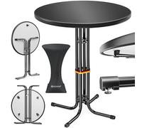 KESSER Mesa alta plegable para gastro, placa de acero inoxidable con recubrimiento en polvo, patas regulables, mesa de fiesta de 70 cm de diámetro, para interior y exterior, mesa de recepción, mesa