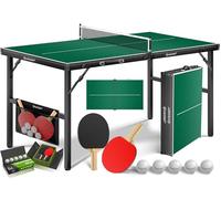 KESSER® Mesa de ping pong mini con set de palas de ping pong, pelotas de ping pong y red TT | Interior | Portátil, tablero laminado + plegable - diseño de maleta, niños y adultos - 153 x 76,5 cm