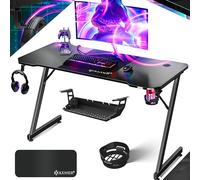 KESSER® Mesa Gaming | 140 x 60 cm | Escritorio para Gamer en Forma de Z | Soporte para Auriculares | Mesa ergonómica para Ordenador | In lfombrilla de ratón y Soporte