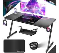 KESSER® Mesa Gaming | 180 x 80 cm | Escritorio para Gamer en Forma de Z | Soporte para Auriculares | Mesa ergonómica para Ordenador | In lfombrilla de ratón y Soporte