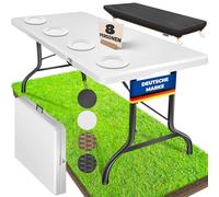KESSER® Mesa Plegable de Plástico 183 x 76 cm para Camping, Fiesta, Jardín, Terraza y Balcón - 6 Personas, Con Asa, Blanco