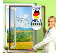 KESSER® Mosquitera para ventana, 80 x 100 cm, protección contra mosquitos con marco de aluminio, marco tensor, mosquitera sin necesidad de taladrar, protección contra insectos, red antimosquitos para