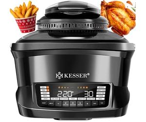 KESSER Multicocina con freidora de aire caliente, 8 litros y 16 programas, aparato de cocina, asar, hornear, guisar, cocinar al vapor, precalentamiento y función mantener caliente, olla arrocera, olla