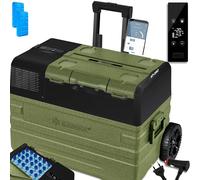 KESSER® Nevera con compresor para coche eléctrica 42L, nevera de camping 12/24/230V con control por APP, congelador hasta -20 °C, con ruedas y asa telescópica para camping, autocaravana, camiones y