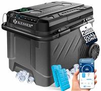 KESSER® Nevera eléctrica de compresor 51 litros | Congelador para Camping con Control táctil LED | Control de App y acumuladores de frío USB 12/24V 230V | Refrigerador -20°C para Coche y Camión Gris
