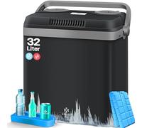 KESSER® Nevera eléctrica portátil de 32 L 12 V, Enchufe de 230 V | ENFRÍA y CALIENTA | Refrigerador Termoeléctrica | con 2x acumulador de frío Negro Gris