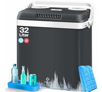 KESSER® Nevera eléctrica portátil de 32 L 12 V, Enchufe de 230 V | ENFRÍA y CALIENTA | Refrigerador Termoeléctrica | con 2x acumulador de frío Antracita