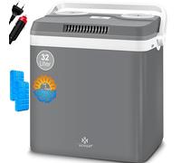 KESSER® Nevera eléctrica portátil de 32 L 12 V, Enchufe de 230 V | ENFRÍA y CALIENTA | Refrigerador Termoeléctrica | con 2X acumulador de frío Gris