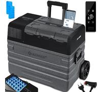 KESSER® Nevera eléctrica portátil de compresor 52 litros, congelador con Control App, conexión USB 12/24 V 230 V, + Ruedas de Varilla telescópica, refrigerador hasta -20 °C, Antracita