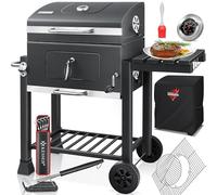 KESSER® Parilla de Carbón con Carrito Grill con Tapa, Ruedas, Mango de Acero Inoxidable | Barbacoa, Cepillo, Cubierta y Termómetro Carbón Wagen Grande BBQ Barbacoa Camping, Jardín XL Gris