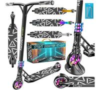 KESSER® Patinete Acrobático GT-Limit Con Dirección de 360°, Soporte, Rodamientos ABEC 9, Ruedas PU 110 mm, Scooter Negro/Arcoíris