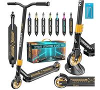 KESSER® Patinete acrobático X-Limit-Pro, Funscooter con dirección de 360Ḟ, con Soporte, rodamientos de Bolas ABEC 9, Ruedas de PU de 110 mm, Negro/Oro