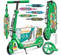 KESSER® Patinete para niños, patinete de ciudad, plegable, altura regulable, hasta 100 kg, freno trasero, superficie antideslizante, hasta 185 cm de altura, incluye correa de transporte