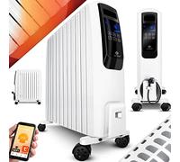 KESSER® Radiador de aceite con control remoto con pantalla digital, radiador eléctrico de bajo consumo, temporizador, termostato, función de desconexión de seguridad, blanco, 10 rotura /2500W