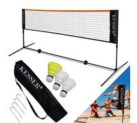KESSER® Red de Tenis | 300 cm - 500 cm | Altura Ajustable en 3 Posiciones, Juego con Red, 3 Pelotas de Bádminton, Marco de Hierro Resistente