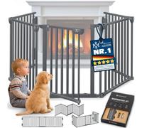 KESSER® Reja de protección para chimenea con puerta 600 cm, 10 elementos de 60 x 75 cm, en metal, reja para estufa, parque infantil, barrera, reja de protección para animales, protector de puerta para