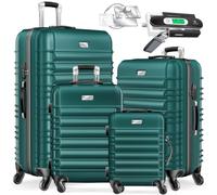 KESSER® Set de 4 Maletas rígidas, Juego Maleta Trolley In scula de Equipaje + Etiqueta de Equipaje Maleta rodante Cerradura 4 Ruedas ABS Carcasa rígida asa telescópica S-M-L-XL