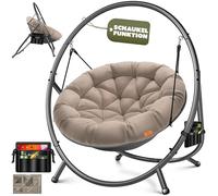 KESSER Silla colgante con estructura Bali, columpio colgante de hasta 150 kg, para interior y exterior, cojín y bolsillo lateral, cesta colgante, estructura de acero y cojín de espuma, ideal para