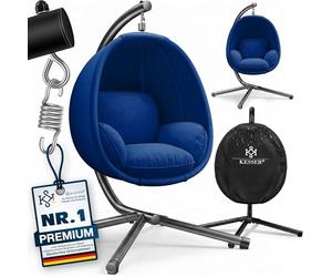 KESSER® Silla Colgante de Lujo con Marco + cojín de Asiento Suave, cojín Lateral, cojín de Asiento y Respaldo Cesta, Colgante para Interior y Exterior, Cesta Colgante de jardín, Peso máx. 150 kg