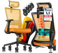 KESSER® Silla giratoria con reposabrazos ajustables y soporte lumbar, ejecutiva ergonómica con reposacabezas