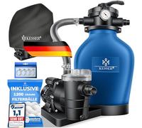 KESSER Sistema de filtro de arena con bomba y bolas de filtro de 1200 g | filtro de piscina 600 W | filtro de arena para piscina 13200L/h caudal | volumen del depósito hasta 30 kg de arena | válvula