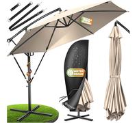 KESSER Sombrilla con Mecanismo de Manivela Ø300 cm, Protección UV, Aluminio, Funda Repelente al Agua, para Jardín