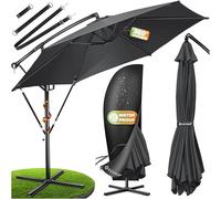 KESSER® Sombrilla + Funda Ø300 cm / Ø350 cm con Mecanismo de Manivela, con Soporte, Protección UV Aluminio Funda Repelente al Agua - de Jardín