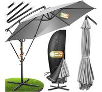 KESSER® Sombrilla + Funda Ø300 cm / Ø350 cm con Mecanismo de Manivela y Soporte - Protección UV, Aluminio, Funda Repelente al Agua para Jardín