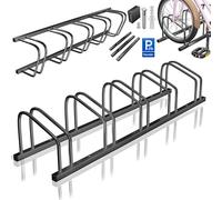 KESSER® Soporte para Bicicleta con Placa de Aparcamiento, Soporte múltiple con Distancia de Rueda de 37 cm para neumáticos de 30 - 65 mm, 5 Bicicletas