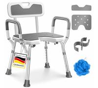 KESSER® Taburete de ducha con respaldo, Asiento Bañera Ortopedia para Personas Mayores y Embarazadas, Taburete de Baño soporta 150 kg, 6 Niveles, Altura Regulable 38-54 cm, Pies Antideslizantes