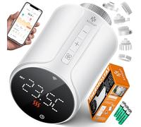 KESSER - Termostato de radiador, juego de 3 | Control App Smart Home WLAN | Compatible con Alexa, Google Assistant | 6 válvulas de radiador, redondo/blanco