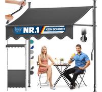 KESSER® Toldo Toldo Extensible Manual 400cm | Toldo UV Protección Solar | Toldo de sujeción para Exteriores, terraza, balcón, jardín Ajustable en Altura sin taladrar, Antracita