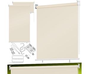 KESSER Toldo vertical para balcón, 160 x 240 cm, protección visual, protección solar, estor lateral, estable y resistente a la intemperie, para balcón, terraza, jardín, beige