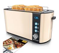 KESSER® Tostadora con Accesorio para Panecillos, 6 Niveles de Tostado + Función de Descongelación y Recalentamiento, incl. Bandeja recogemigas y Libro de Recetas, Negro/Beige