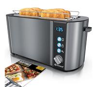 KESSER® Tostadora con Accesorio para Panecillos, 6 Niveles de Tostado + Función de Descongelación y Recalentamiento, incl. Bandeja recogemigas y Libro de Recetas, Negro/Antracita