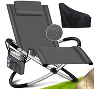 KESSER® Tumbona, Silla Relax +Bolsa y Funda | Tumbona de jardín | Silla de jardín | Silla Plegable | Sofá de Columpio | Silla Mecedora | Sillas ergonómicas | Resistente a la Intemperie, Antracita