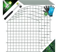 KESSER® Valla para estanque, valla de jardín, juego completo de vallas de metal, incluye martillo + varillas de fijación, valla para colocar en el jardín, Arco superior en punta - Set de 5