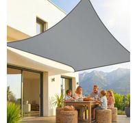 KESSER® Vela de Sombra Protección Solar Cortavientos incluidos Material de Montaje con Ojales | Tela HDPE | Resistente al Agua, Viento y Desgarro | Cosido 5 Veces | 5x5m - Cuadrado, Gris