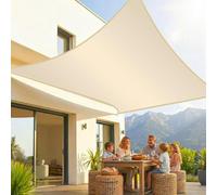 KESSER® Vela de Sombra Protección Solar Cortavientos incluidos Material de Montaje con Ojales | Tela HDPE | Resistente al Agua, Viento y Desgarro | Cosido 5 Veces | 2x2m - Cuadrado, Crema
