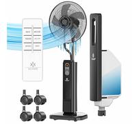 KESSER® Ventilador de pie Frosty con nebulizador de agua ultrasónico, refrigeración por agua, con mando a distancia y función de temporizador, humidificador silencioso, función de niebla, negro