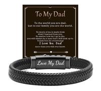 Kessofera Pulsera de cuerda trenzada negra para hombre, cierre ajustable de acero inoxidable, joyería de moda para hijo, marido, papá, día del padre, cumpleaños, aniversario, Navidad, Acero inoxidable