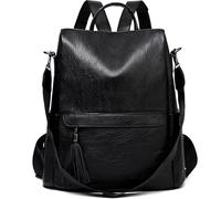 KESUDE Mochila Antirrobo Mujer Negra Casual Impermeable de Cuero PU - Bolso de Hombro Backpack para Niñas, Uso Diario, Trabajo y Viajes - Regalo de Cumpleaños