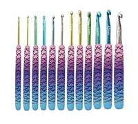 kesurpae Juego de agujas de crochet arcoíris aluminio con agarre suave, herramienta ergonómica para todas las necesidades costura con hilo. Mango ergonómico agarre suave, herramienta para crochet,